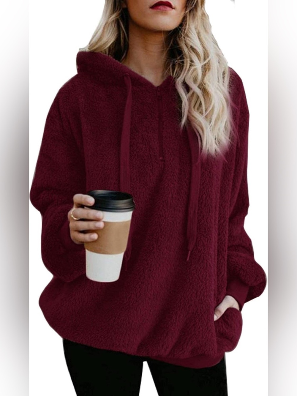 NWOT ReachMe oversized Sherpa pullover hoodie with pockets size large